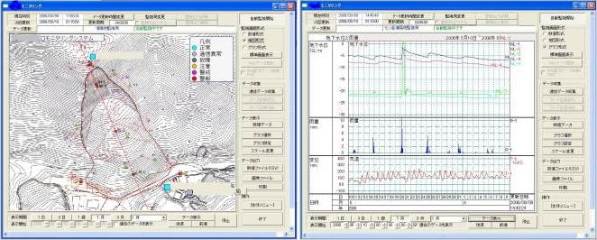 地すべり計測・監視システム画面(例)